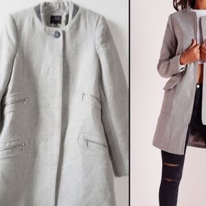 THE LIMITED Elegant Light Grey Wool Blend Sleek Coat Fully Lined Women’s Tall M